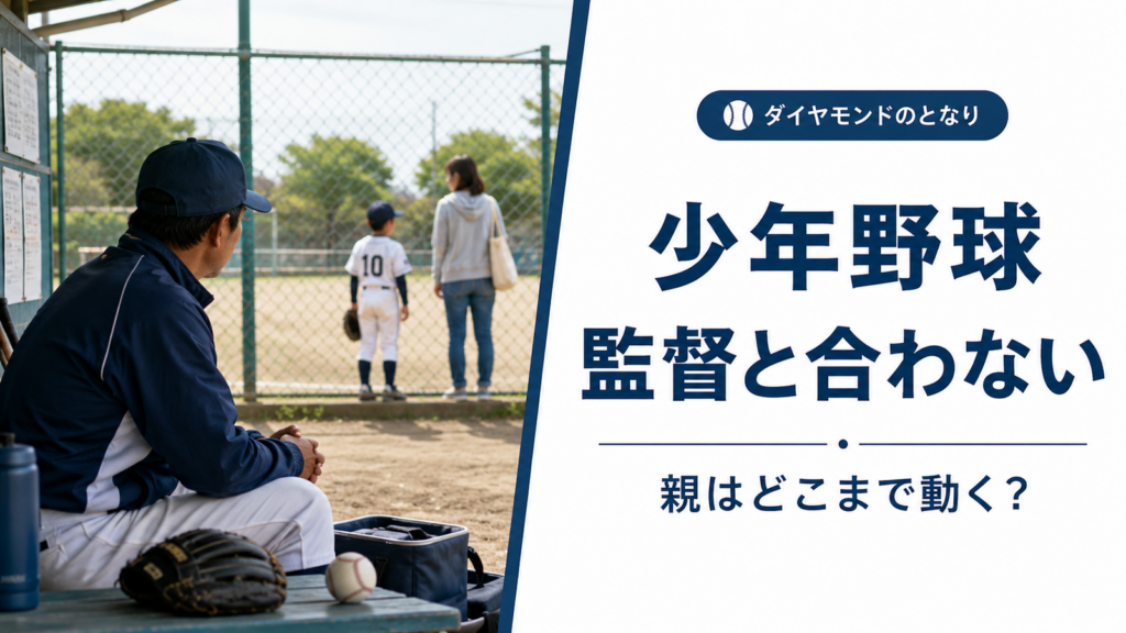 少年野球で監督との関係や指導方針に悩む親子を表したアイキャッチ画像