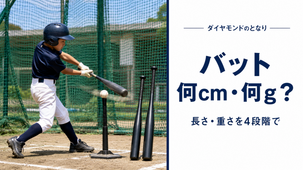 少年野球で長さと重さの違う2本のバットを実際に振り比べるアイキャッチ画像