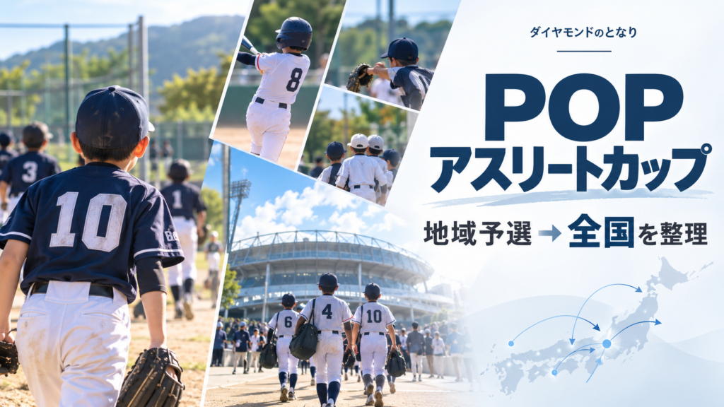 POPアスリートカップをイメージした少年野球U-12大会のアイキャッチ画像