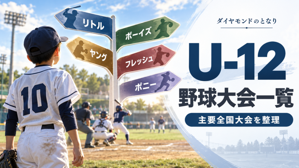 小学生硬式野球の大会一覧をイメージした少年野球U-12大会のアイキャッチ画像