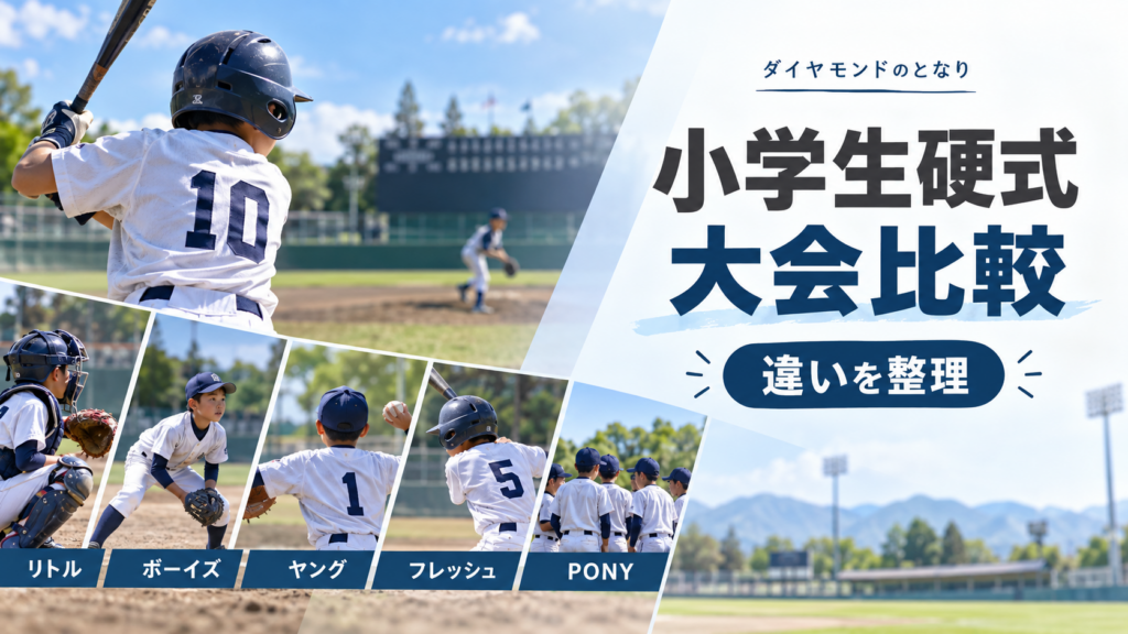 小学生硬式野球5団体の違いをイメージした少年野球U-12大会のアイキャッチ画像