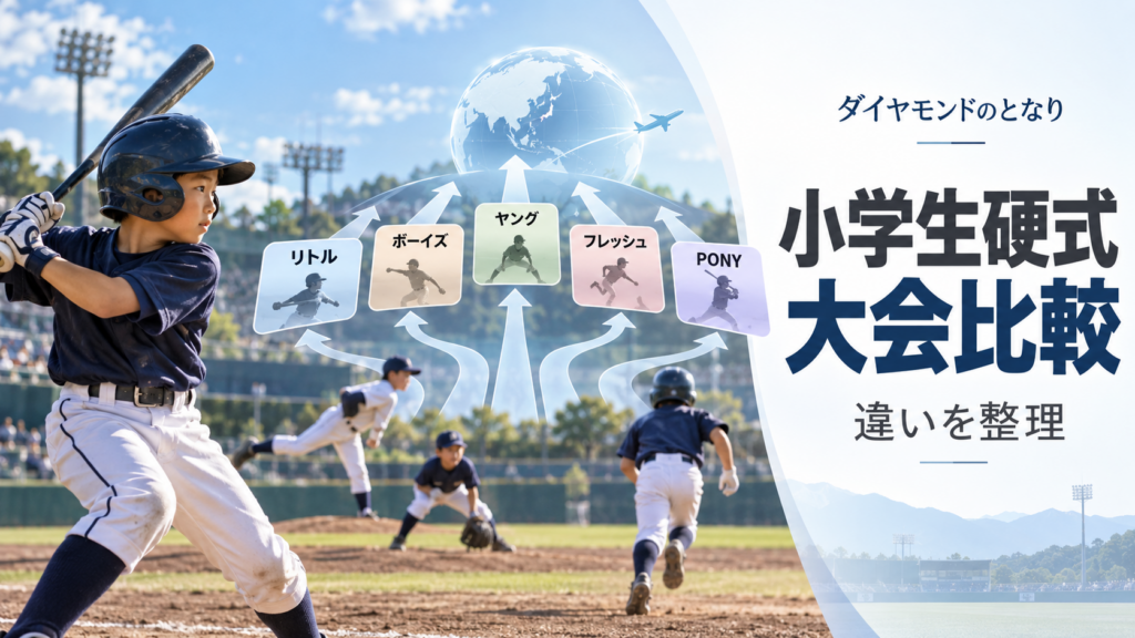 小学生硬式の国際大会・日本代表ルート比較をイメージした少年野球U-12大会のアイキャッチ画像