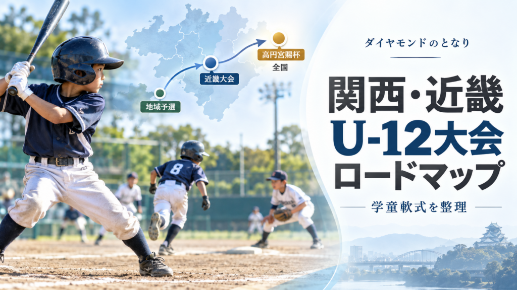 関西・近畿の学童軟式U-12大会ロードマップをイメージした少年野球U-12大会のアイキャッチ画像