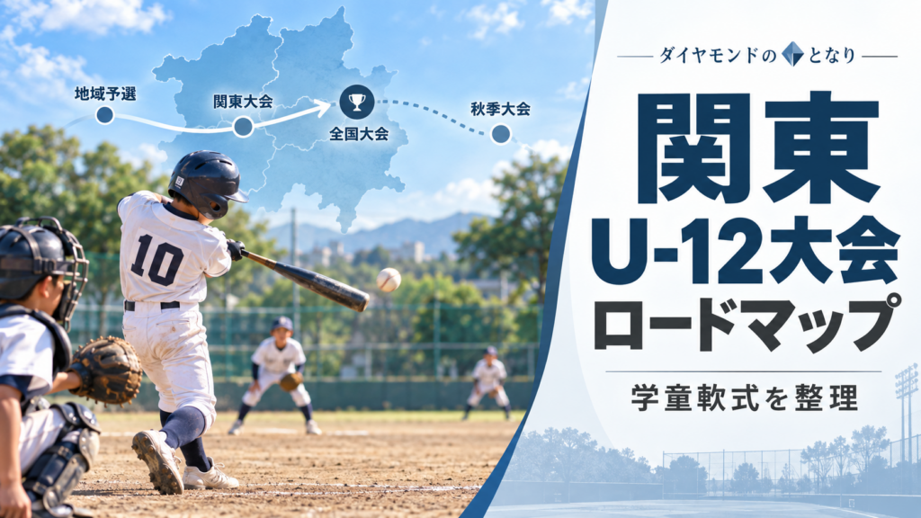 関東の学童軟式U-12大会ロードマップをイメージした少年野球U-12大会のアイキャッチ画像