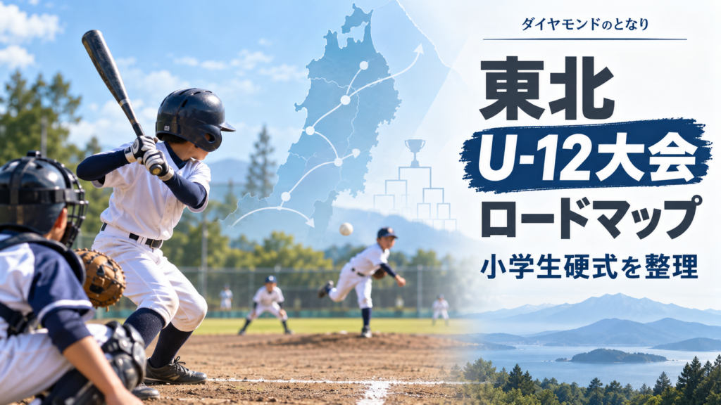 東北の小学生硬式U-12大会ロードマップをイメージした少年野球U-12大会のアイキャッチ画像