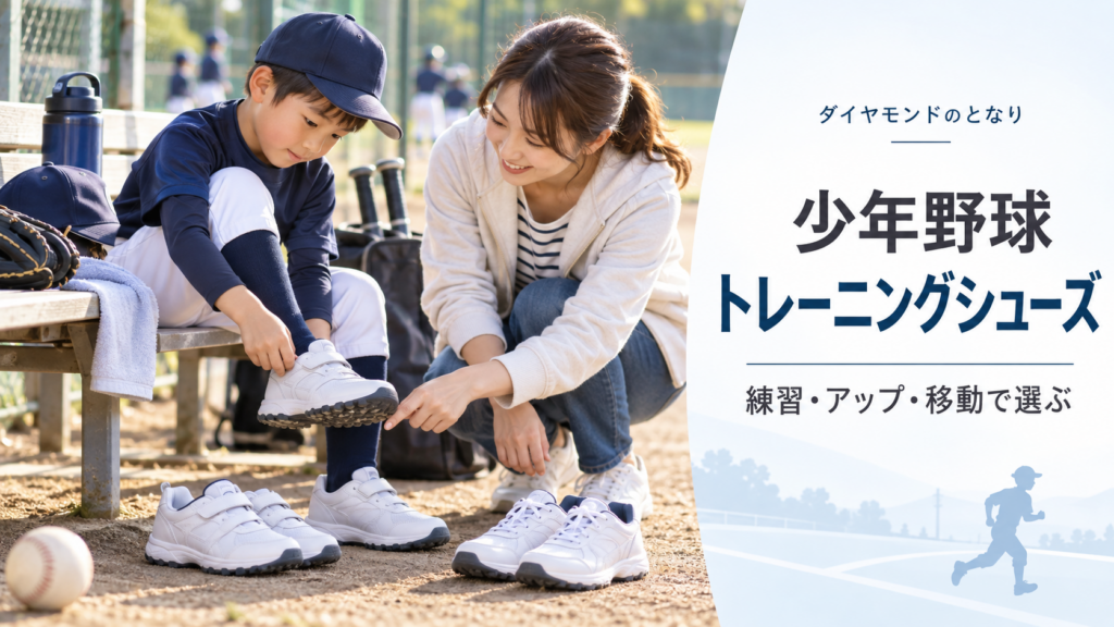 少年野球のトレーニングシューズを練習・アップ・移動用途で選ぶアイキャッチ画像