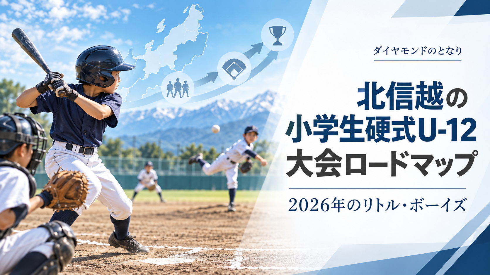 北信越の小学生硬式U-12大会ロードマップをイメージした小学生野球大会のアイキャッチ画像