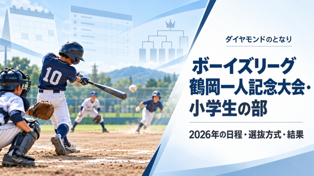 ボーイズリーグ鶴岡一人記念大会・小学生の部をイメージした小学生野球大会のアイキャッチ画像