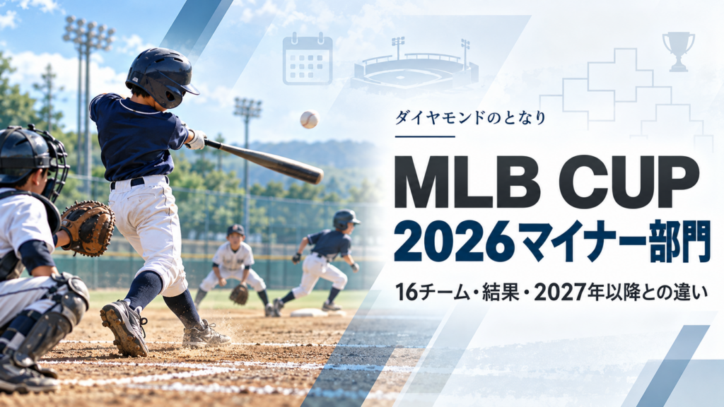 MLB CUP 2026マイナー部門をイメージした小学生野球大会のアイキャッチ画像