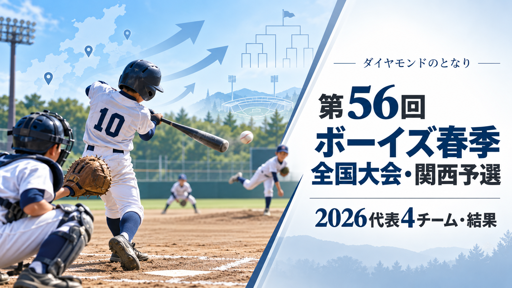 第56回ボーイズ春季全国大会・関西予選をイメージした小学生野球大会のアイキャッチ画像