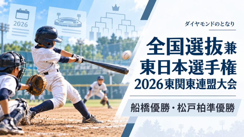 全国選抜兼東日本選手権2026東関東連盟大会をイメージした小学生野球大会のアイキャッチ画像