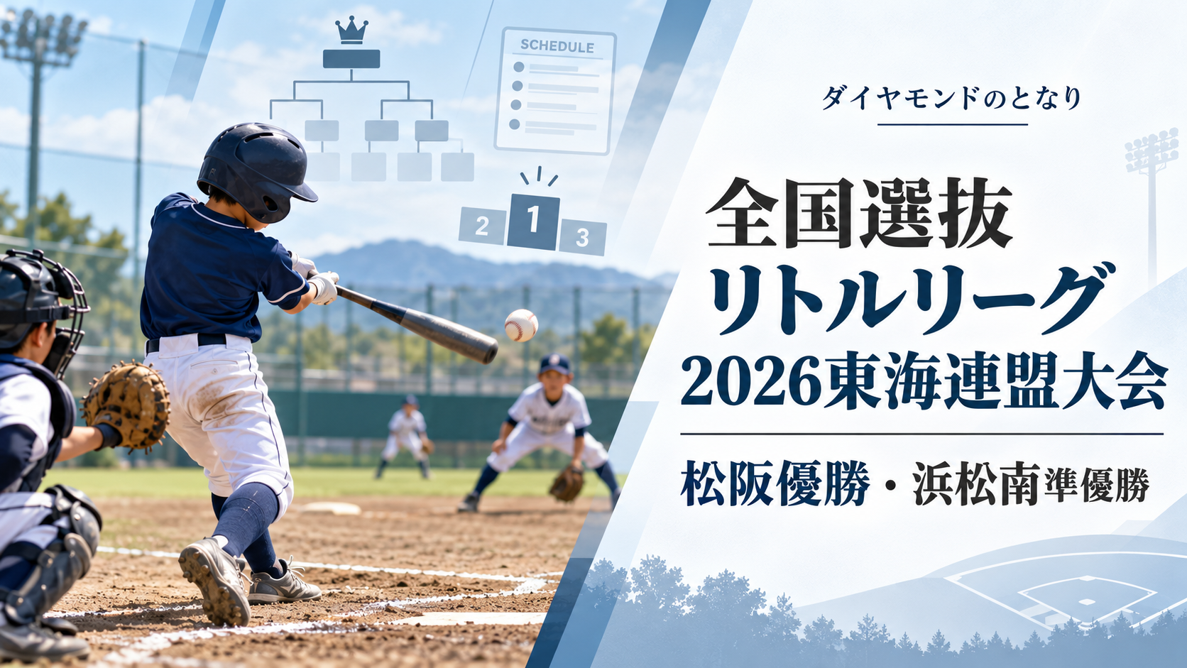 全国選抜リトルリーグ2026東海連盟大会をイメージした小学生野球大会のアイキャッチ画像