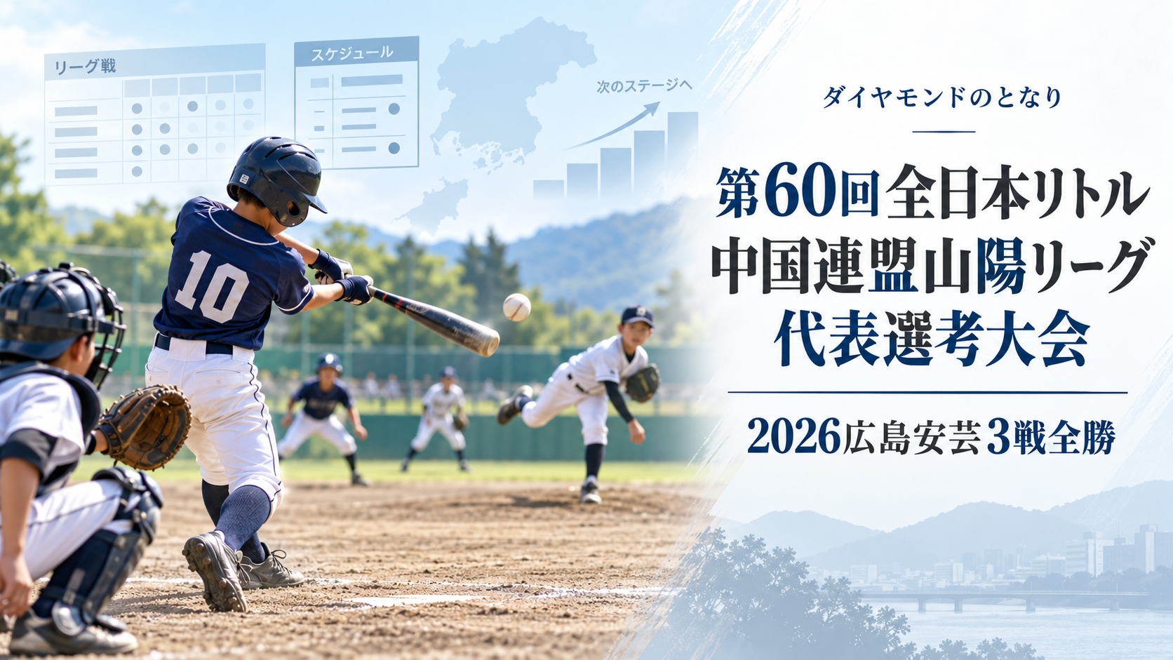 第60回全日本リトル中国連盟山陽リーグ代表選考大会をイメージした小学生野球大会のアイキャッチ画像