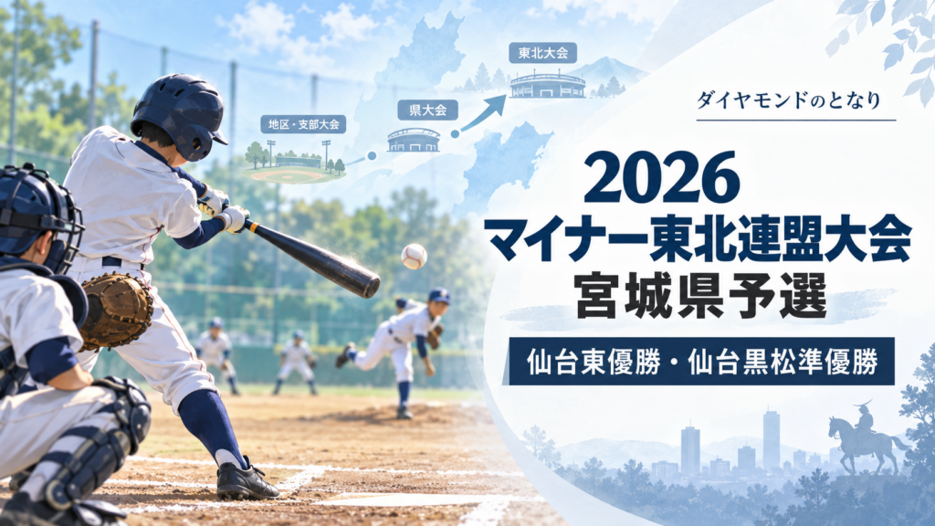 2026マイナー東北連盟大会宮城県予選をイメージした小学生野球大会のアイキャッチ画像
