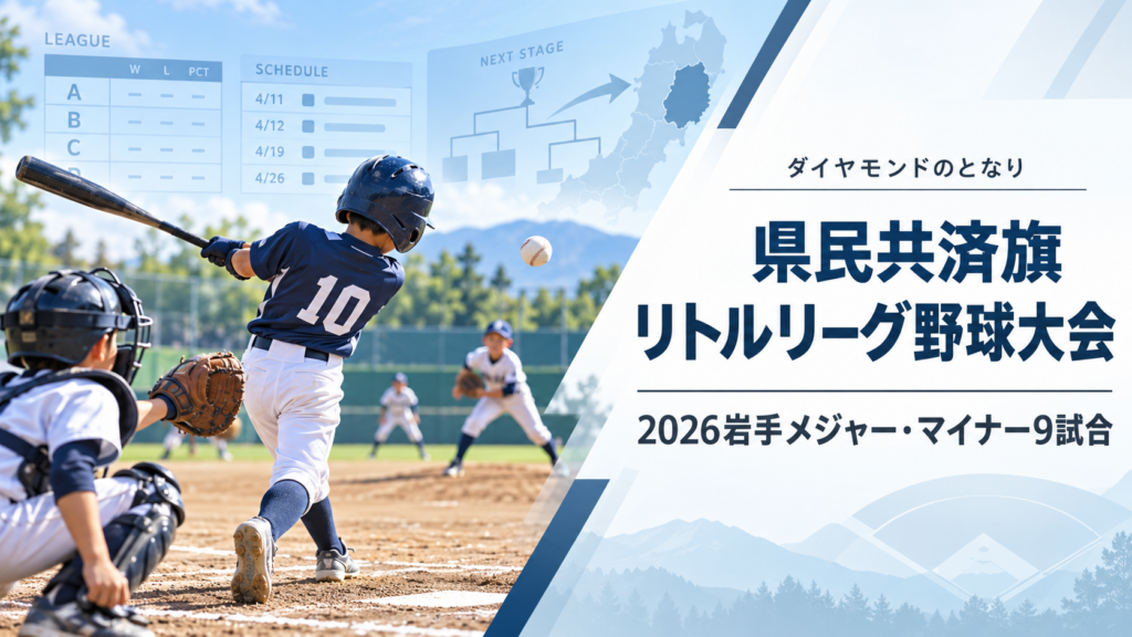県民共済旗リトルリーグ野球大会をイメージした小学生野球大会のアイキャッチ画像