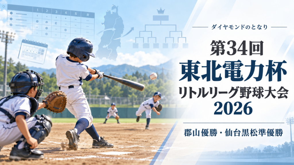 第34回東北電力杯リトルリーグ野球大会2026をイメージした小学生野球大会のアイキャッチ画像